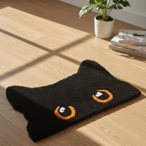 Siyah kedi tufting halı