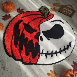 Pumpkin & skull cadılar bayramı halısı